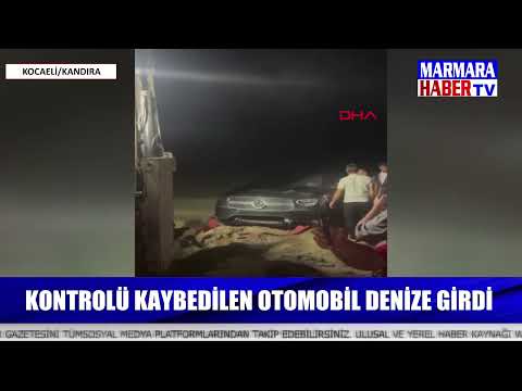 Kontrolü kaybeden otomobil denize girdi