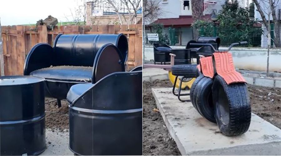 Çöpe atılanlar parkta hayat buldu