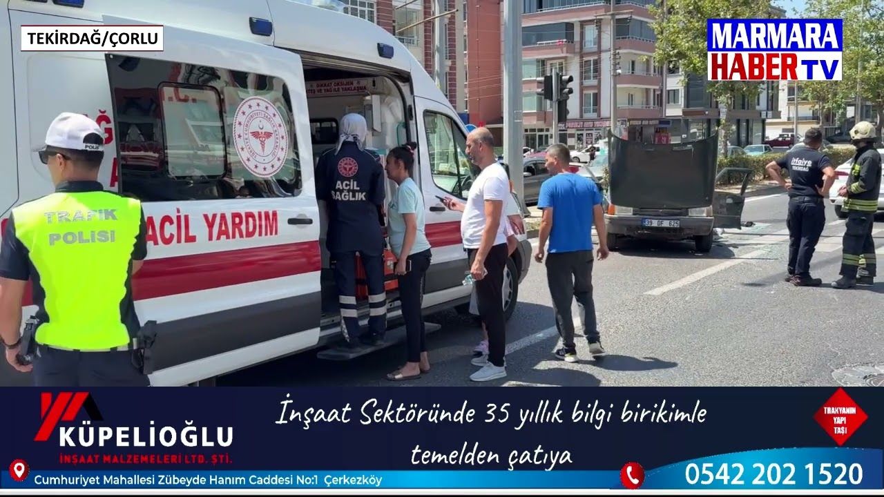 Çorlu'da iki otomobilin çarpıştı: 2 yaralı